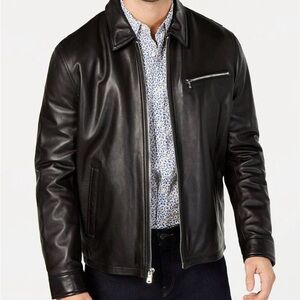 Michael Michael Kors Men's Zip Front Leather Jacket